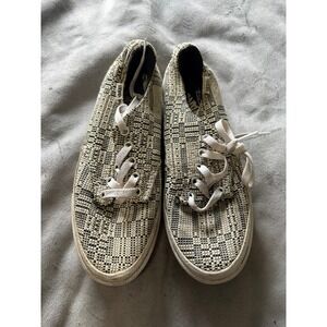Vans Authentic Lo Pro Woven Textile Black Cream Sneakers Womens 7 Low Top Shoes